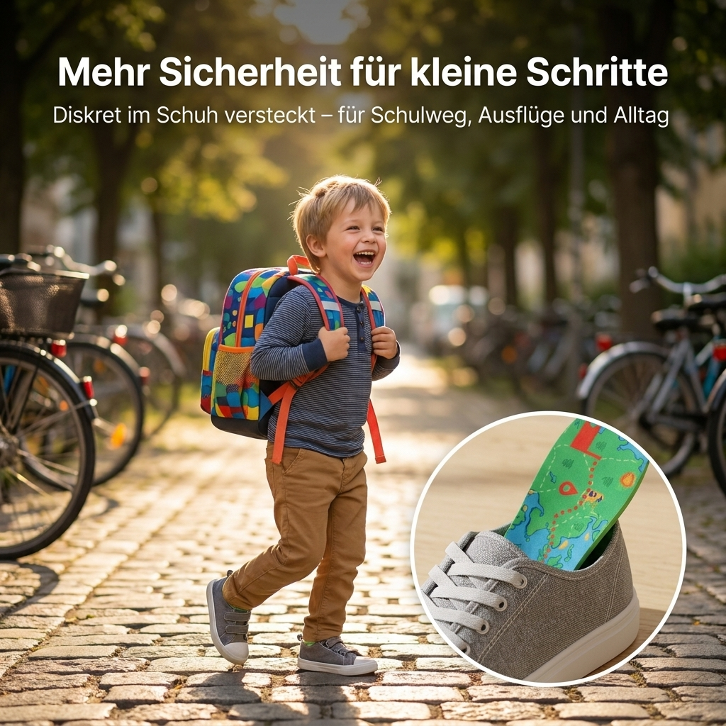 SafeStep Kids - Unsichtbare AirTag-Einlegesohle für Kinder