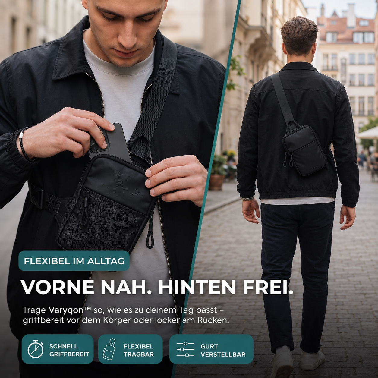 Varyqon™ – Kompakte Sling Bag 2.0