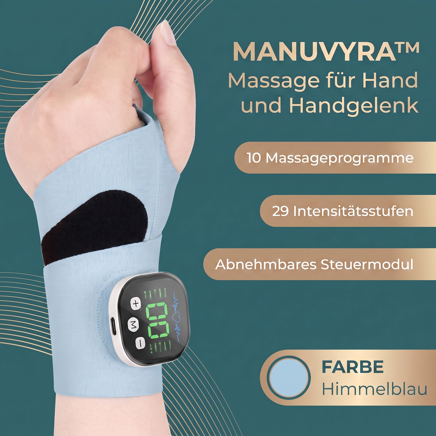 Manuvyra™ – Kabellose Massagebandage für beanspruchte Handgelenke