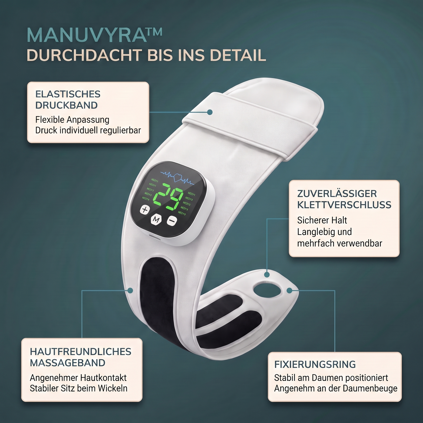 Manuvyra™ – Kabellose Massagebandage für beanspruchte Handgelenke