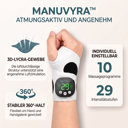 Manuvyra™ – Kabellose Massagebandage für beanspruchte Handgelenke