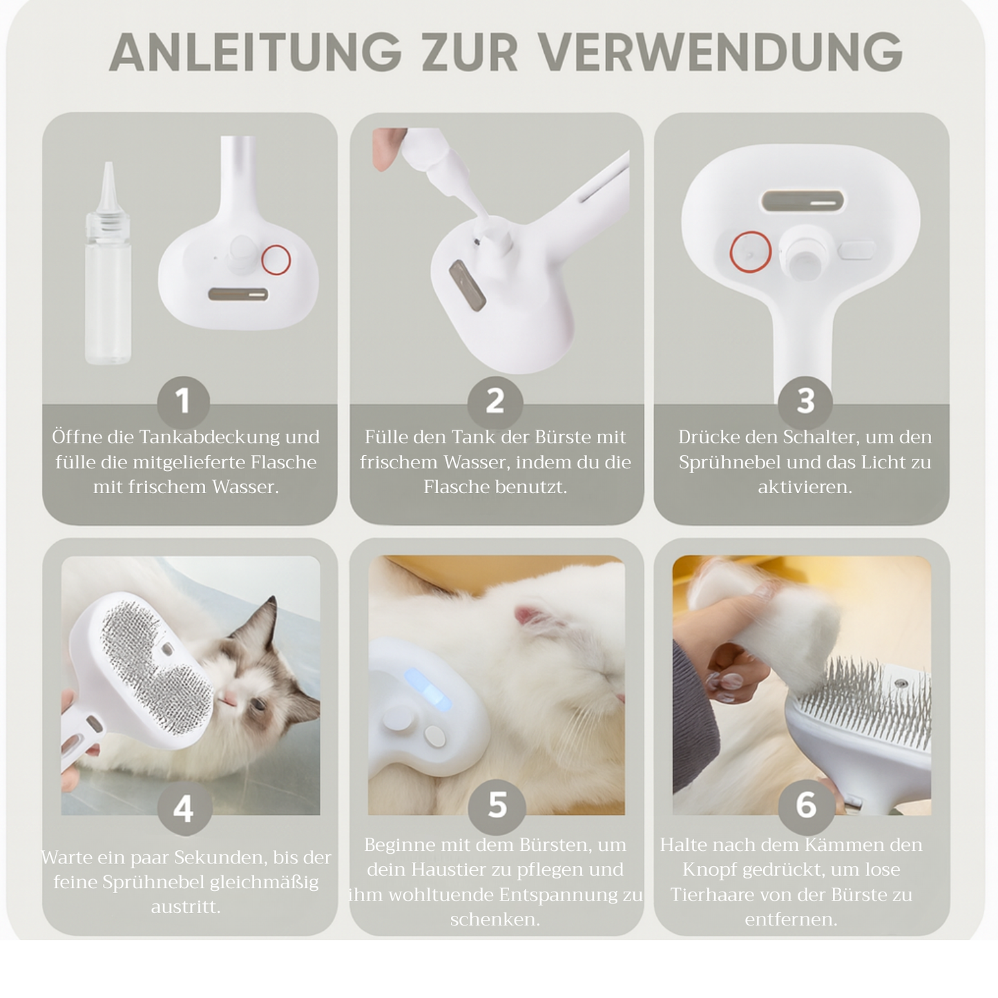 PetSteamBrush - 3-in-1 Sprüh- & Massagebürste für Haustiere