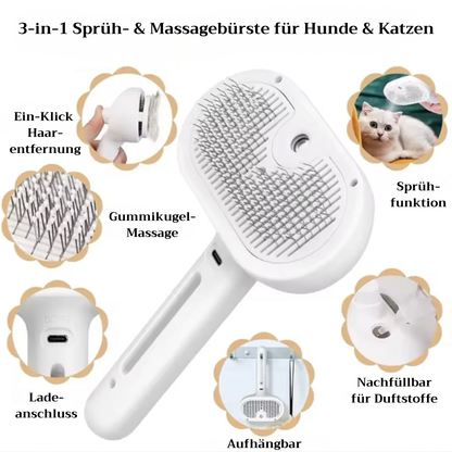 PetSteamBrush - 3-in-1 Sprüh- & Massagebürste für Haustiere